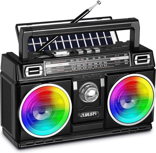 Radio portatile AM/FM caricabile con pannello solare - eccellente ricezione - 1800mAh radio transistor Bluetooth - supporto MP3/WAV/WMA