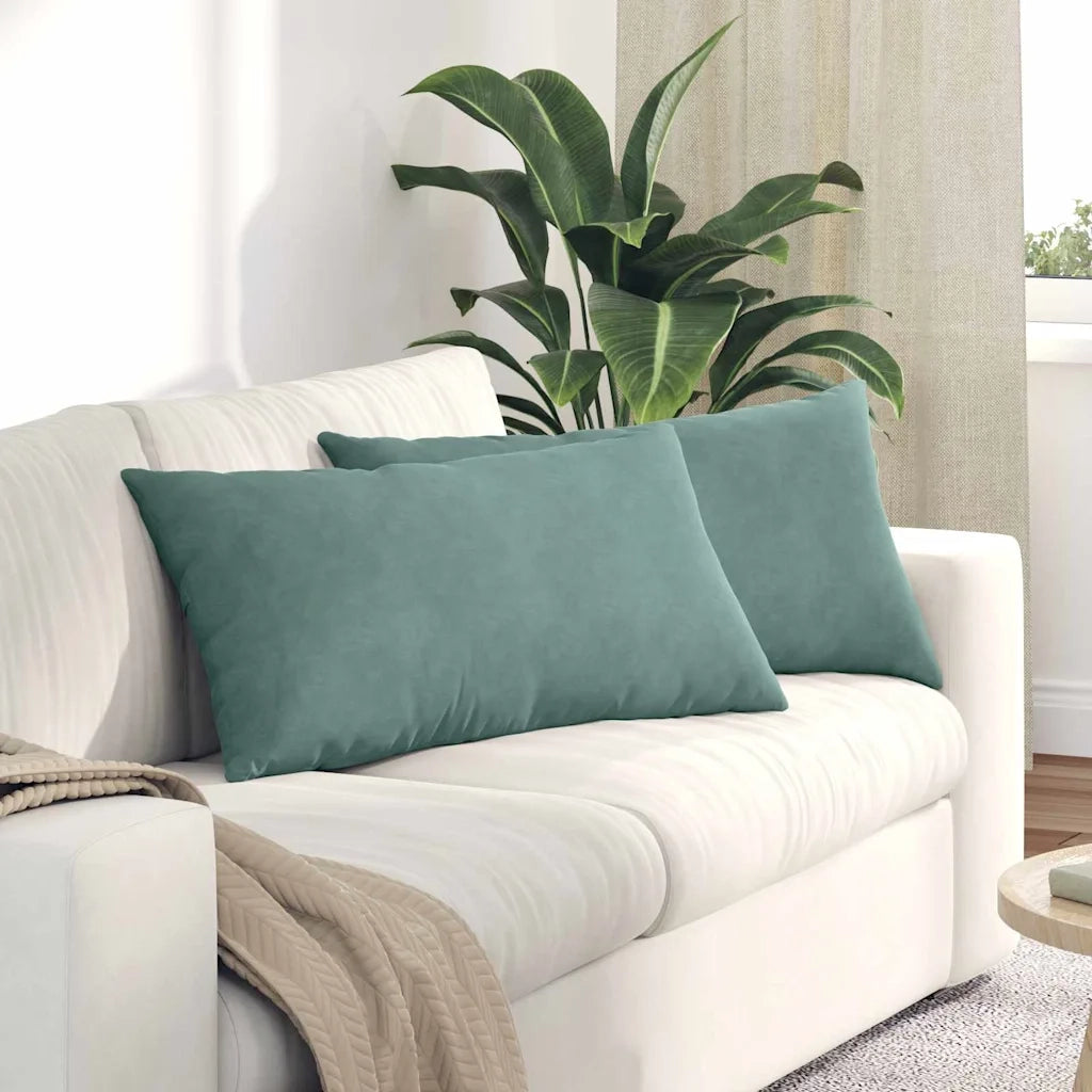 Cuscini da Divano 2 pz | Cuscini per sedie Verde Mare 80 x 40 cm Tessuto in Cords
