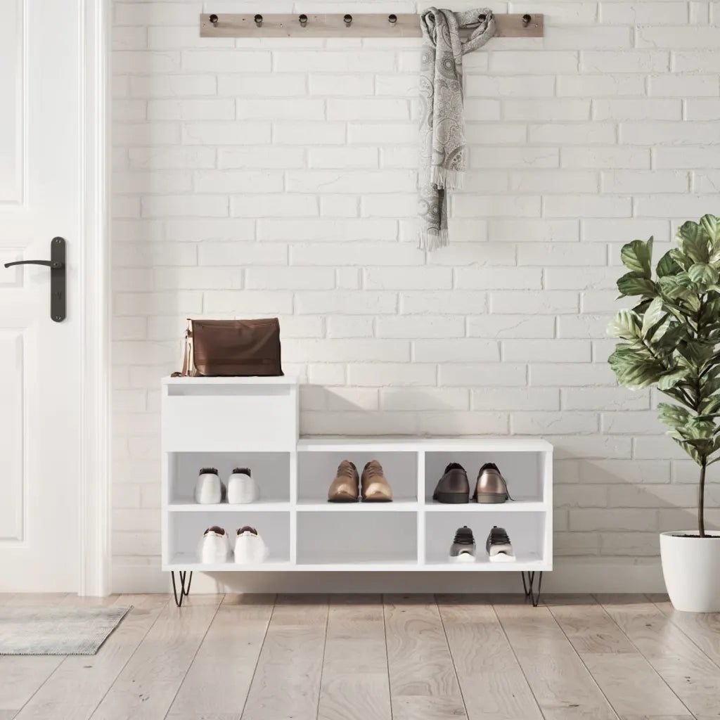 Scarpiera Bianco Lucido 102x36x60 cm in Legno Multistratocod mxl 78840