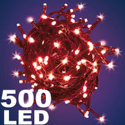Trade Shop - Catena Luminosa 500 Luci Led Lucciole Colore Rosso Con Controller Uso Interno -