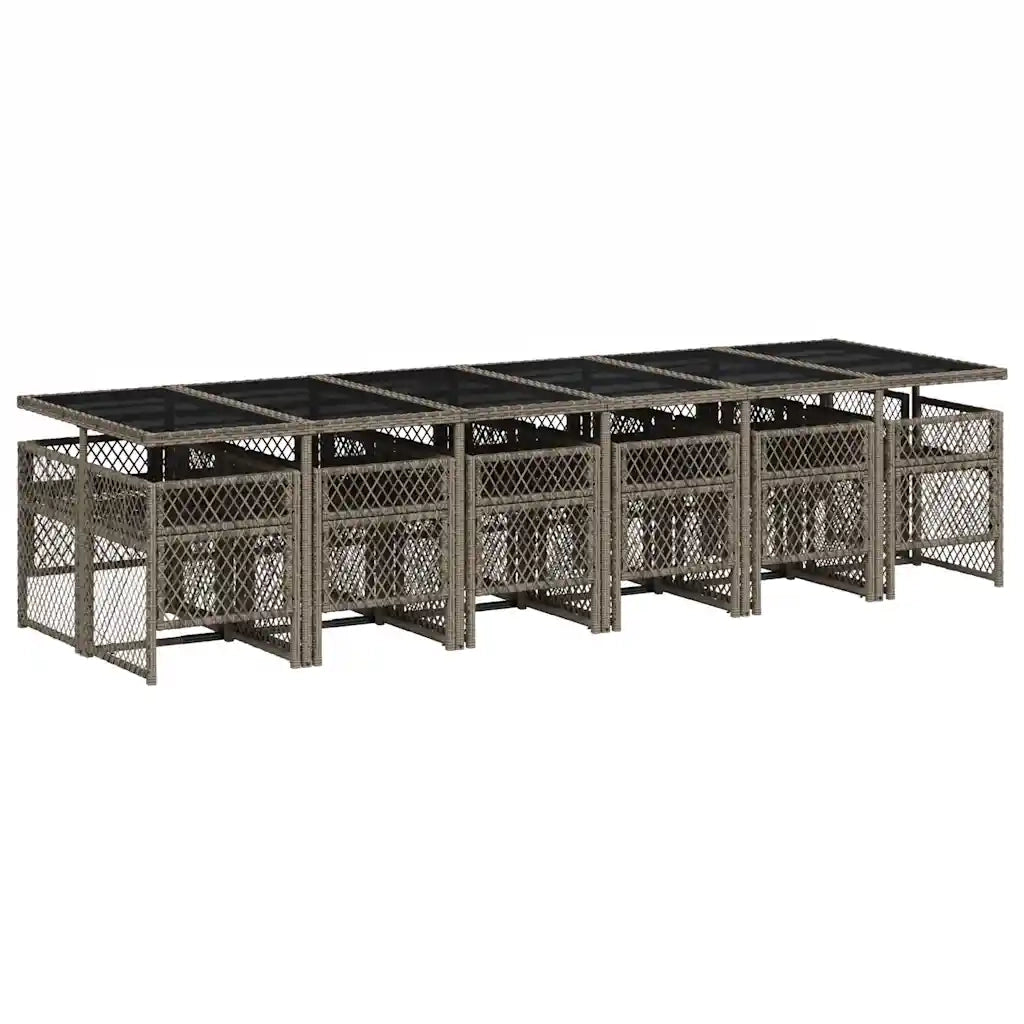 vidaXL Set da Pranzo da Giardino 13pz con Cuscini Grigio in Polyrattan