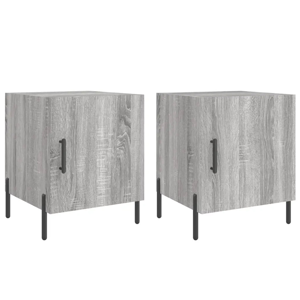 Set di 2 Comodini | Armadio da Notte | Mobiletto da notte Grigio Sonoma 40x40x50 cm in Legno Multistrato