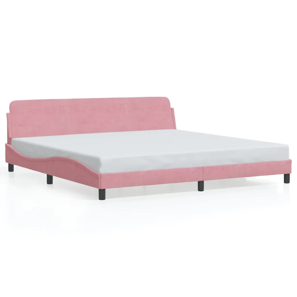 Giroletto-Struttura Letto Dover Rosa 200x200 cm in Velluto