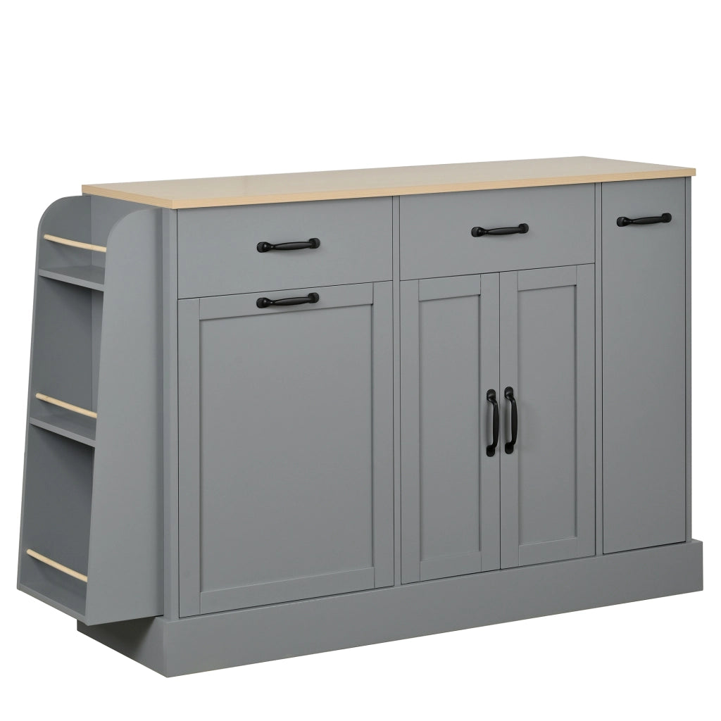 Credenza con vani aperti e scomparto per bidone - per cucina e sala da pranzo - 133.5×40×86 cm - grigio