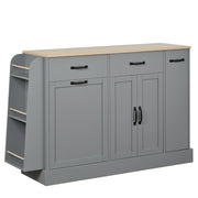 Credenza con vani aperti e scomparto per bidone - per cucina e sala da pranzo - 133.5×40×86 cm - grigio