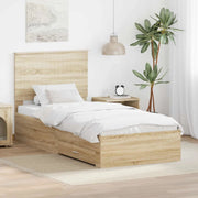Struttura del letto Rovere Sonoma 90 x 190 cm Legno multistrato