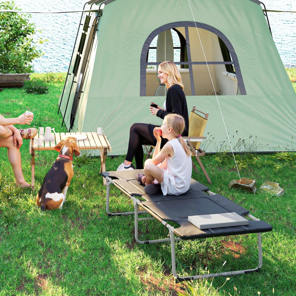 Letto Pieghevole Camping con Cuscino ¨C zephmum ¨C Nero 183x66x33 cm