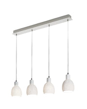 Marina Lampada a Sospensione Moderna in Metallo e Ceramica Bianca 4 Luci E27, Struttura Elegante per Illuminazione Interna 960x85mm
