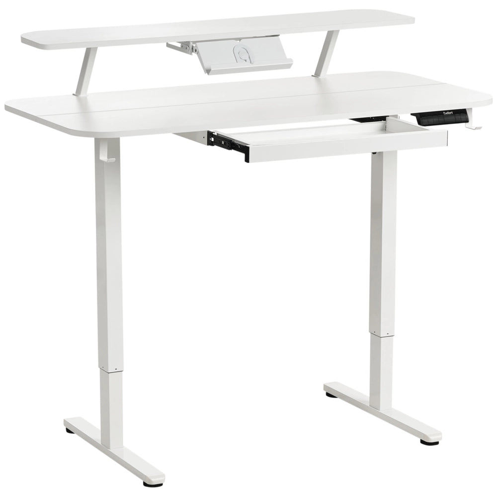 Scrivania elettrica regolabile Piano bianco Struttura e gambe in acciaio bianco 120 x 60 Stand and Sit Home Office Stand and Sit Tappetino per mouse Design scandinavo moderno
