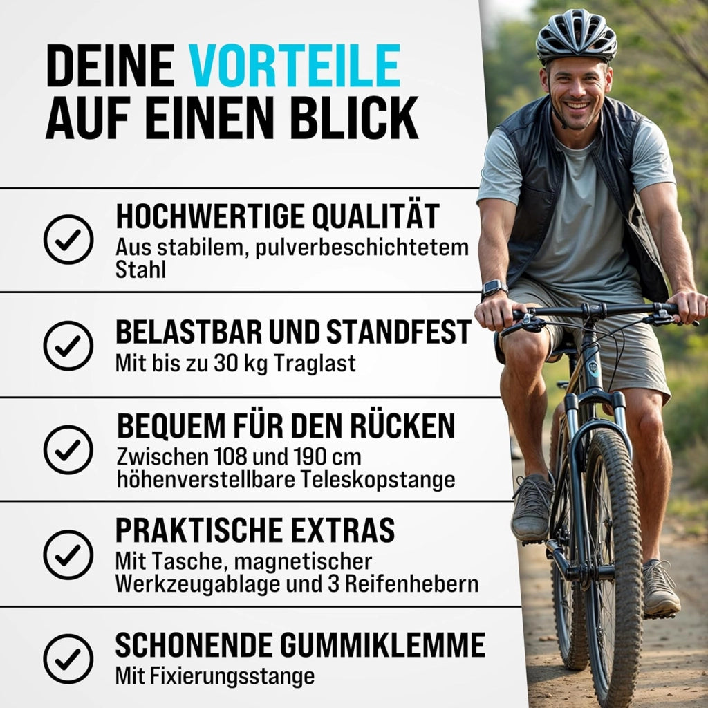 MONZANA® Cavalletto Montaggio Biciclette da 30kg con Set Chiavi Dinamometriche da 1/4 Borsa Trasporto Riparazione Bici Pneumatici Mountain Bike