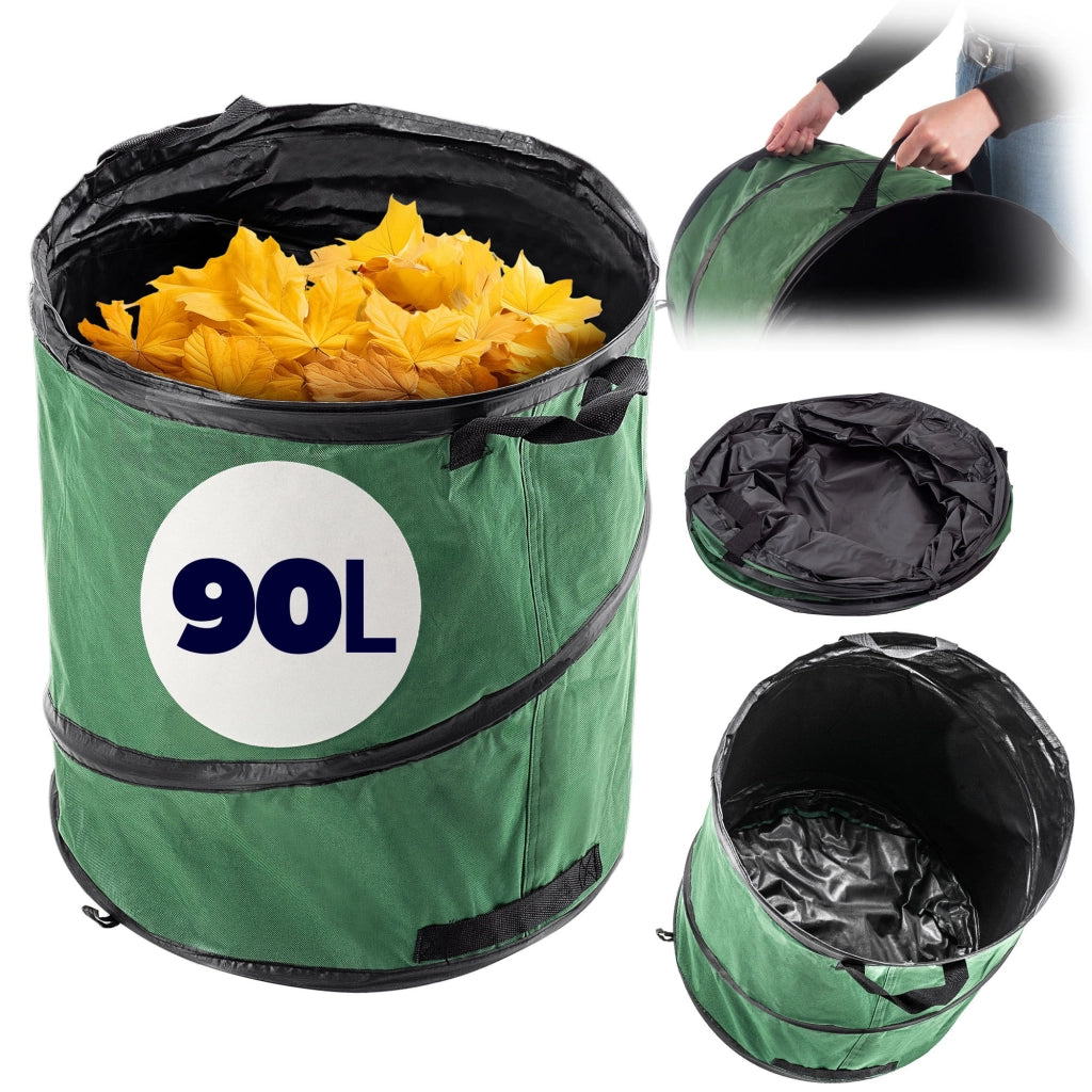 KADAX Sacchetto per foglie, cestino per rifiuti da giardino, pieghevole, resistente, con maniglie, 90 L