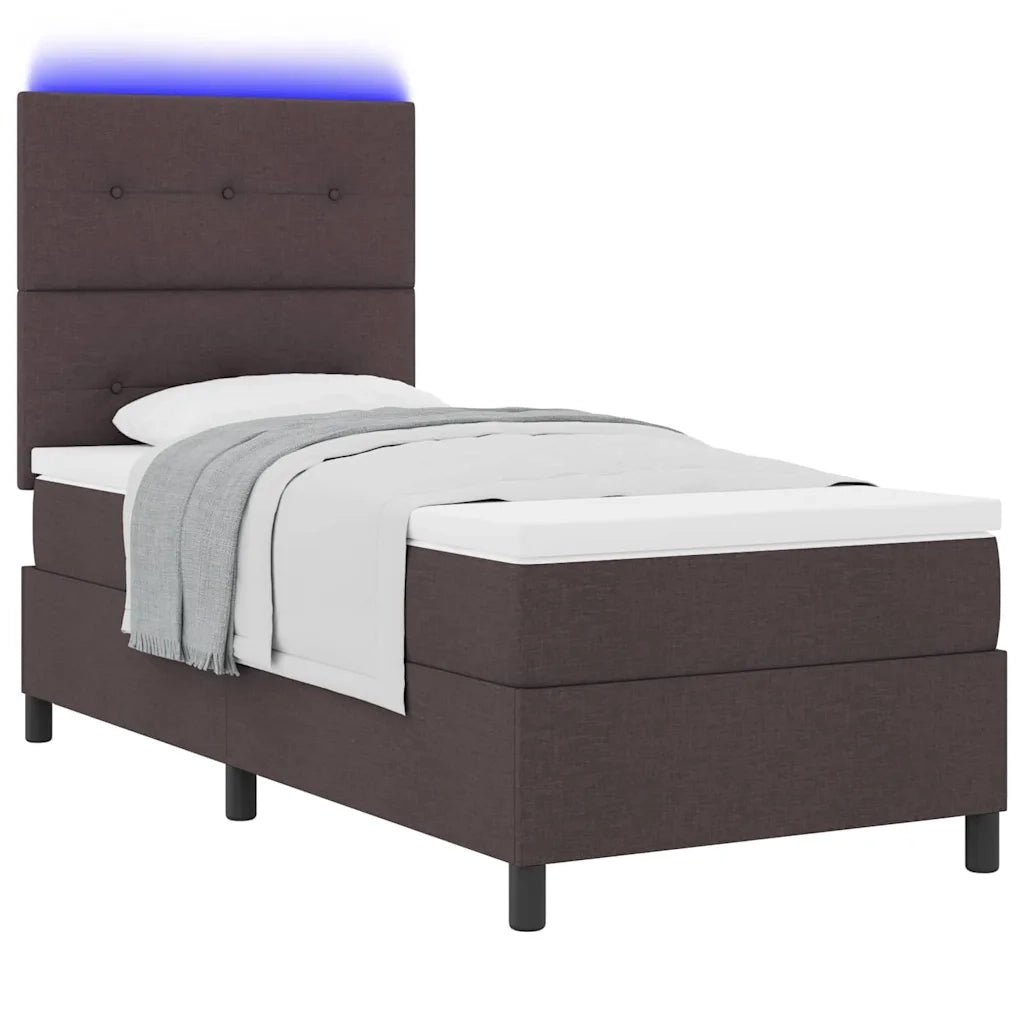Letto a molle con materasso Marrone scuro 100 x 200 cm Tessuto 3342847