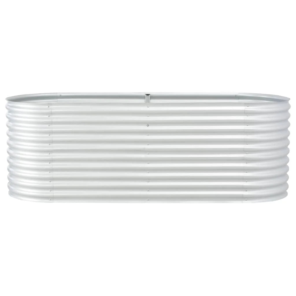 Fioriera rialzata per piante e fiori giardino 240 x 80 x 81 cm acciaio zincato argento 02_0001022