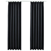 Tende Oscuranti | Tende Blackout con Ganci 2 pz Nere 140x245 cm