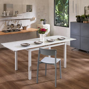 Tavolo da pranzo allungabile in vetro temperato bianco Marlow 130-200x80 cm fino a 8 posti | Duzzle