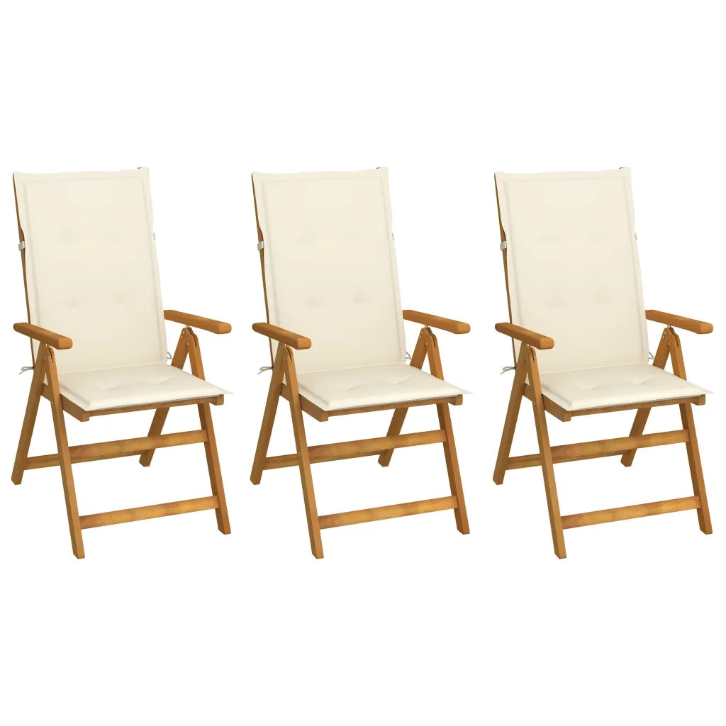 Sedie da Giardino Pieghevoli 3 pz con Cuscini Acacia Massello cod mxl 20248