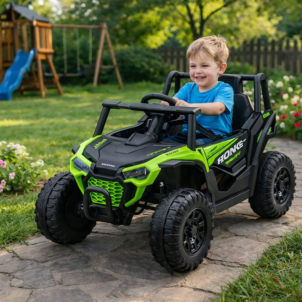 Macchina Elettrica per Bambini Buggy Adventure 2 Motori da 25W con Telecomando Luci e Suoni Verde