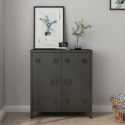 Armadietto da Ufficio Oripää in Acciaio 90 x 80 x 33 cm Nero [en.casa]