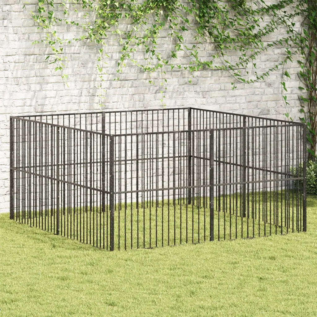 Box per Cani 8 Pannelli Nero Acciaio Zincato CFW7265685