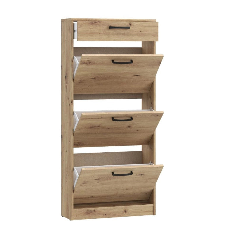 Scarpiera Cecilia con 3 scomparti ed un cassetto colore rovere 58.2x20.4x127.7 H cm.
