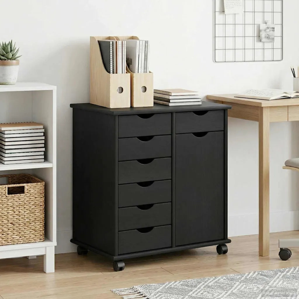 Mobile con Ruote con ruota Nero 63,5 x 39 x 65,5 cm 42028379