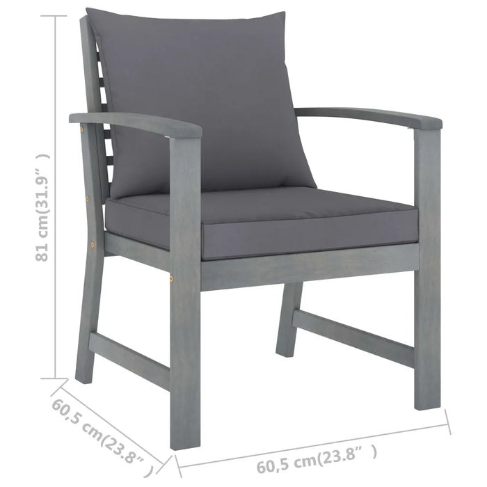 Set Divani da Giardino 5 pz con Cuscini in Legno Acacia Grigio cod mxl 39986