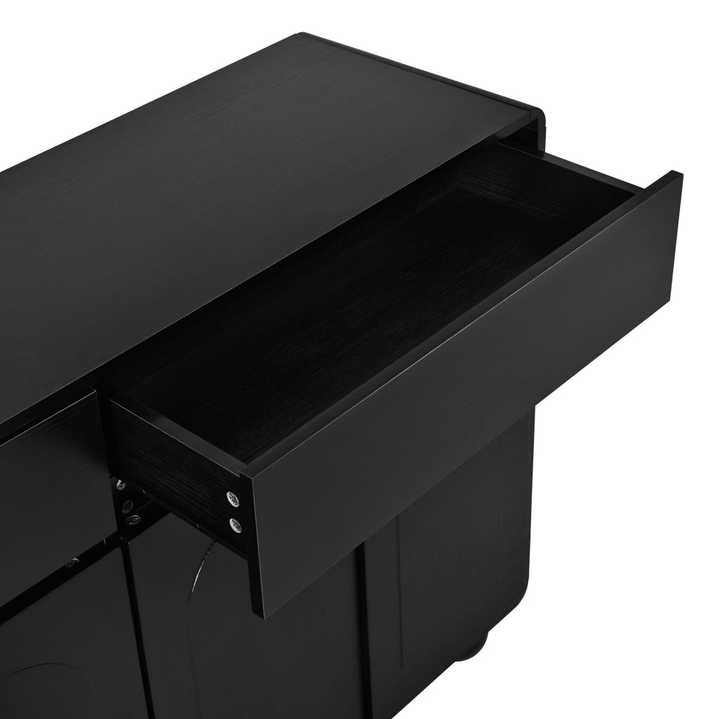 Madia nera 140x38x89 cm con 2 cassetti; 4 ante e ripiani regolabili HOMVRA