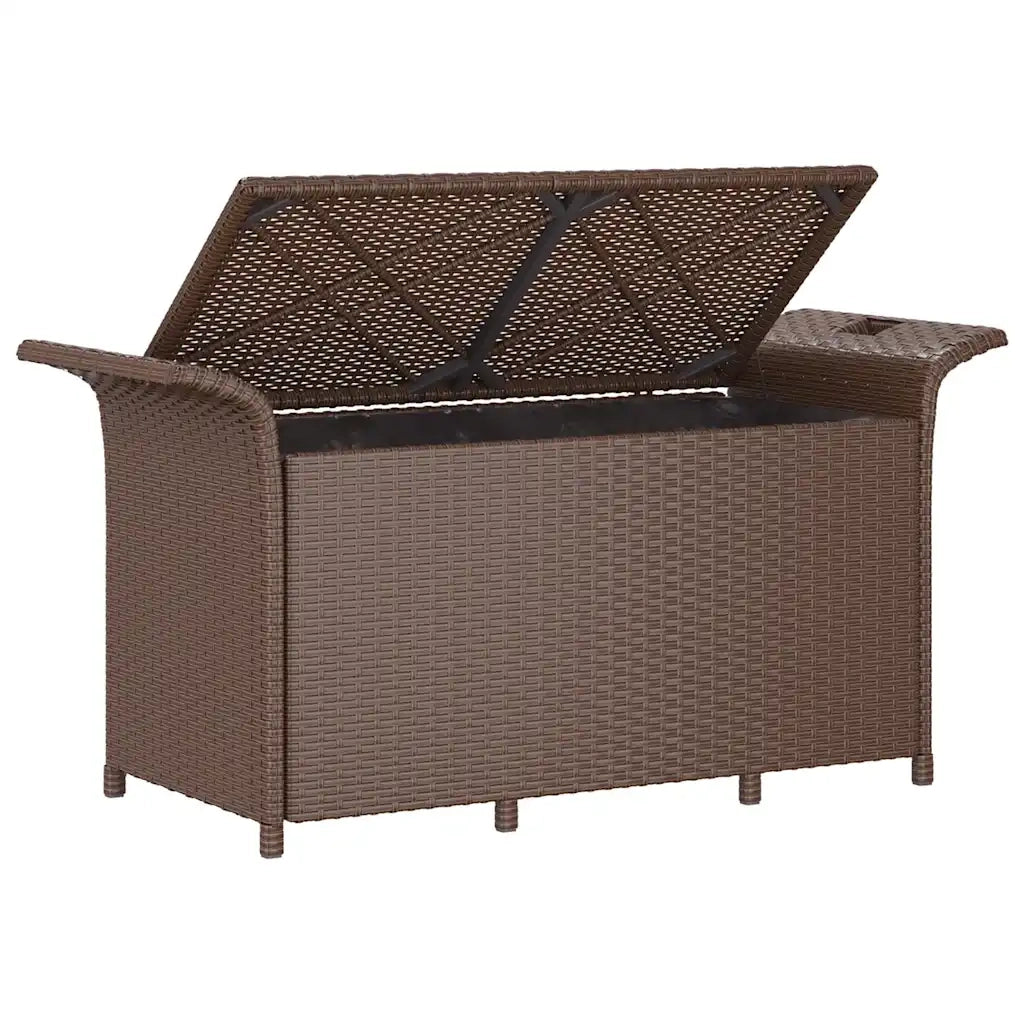 Panca da Giardino con Cuscino Marrone 116x46x57cm in Polyrattan