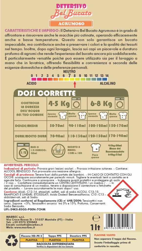 DETERSIVO BelBucato Agrumoso 1LTx6Pz