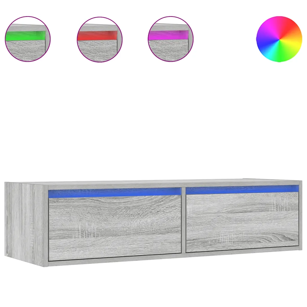 vidaXL Mobile Porta TV con Luci LED Grigio Sonoma 100X35,5x25 cm
