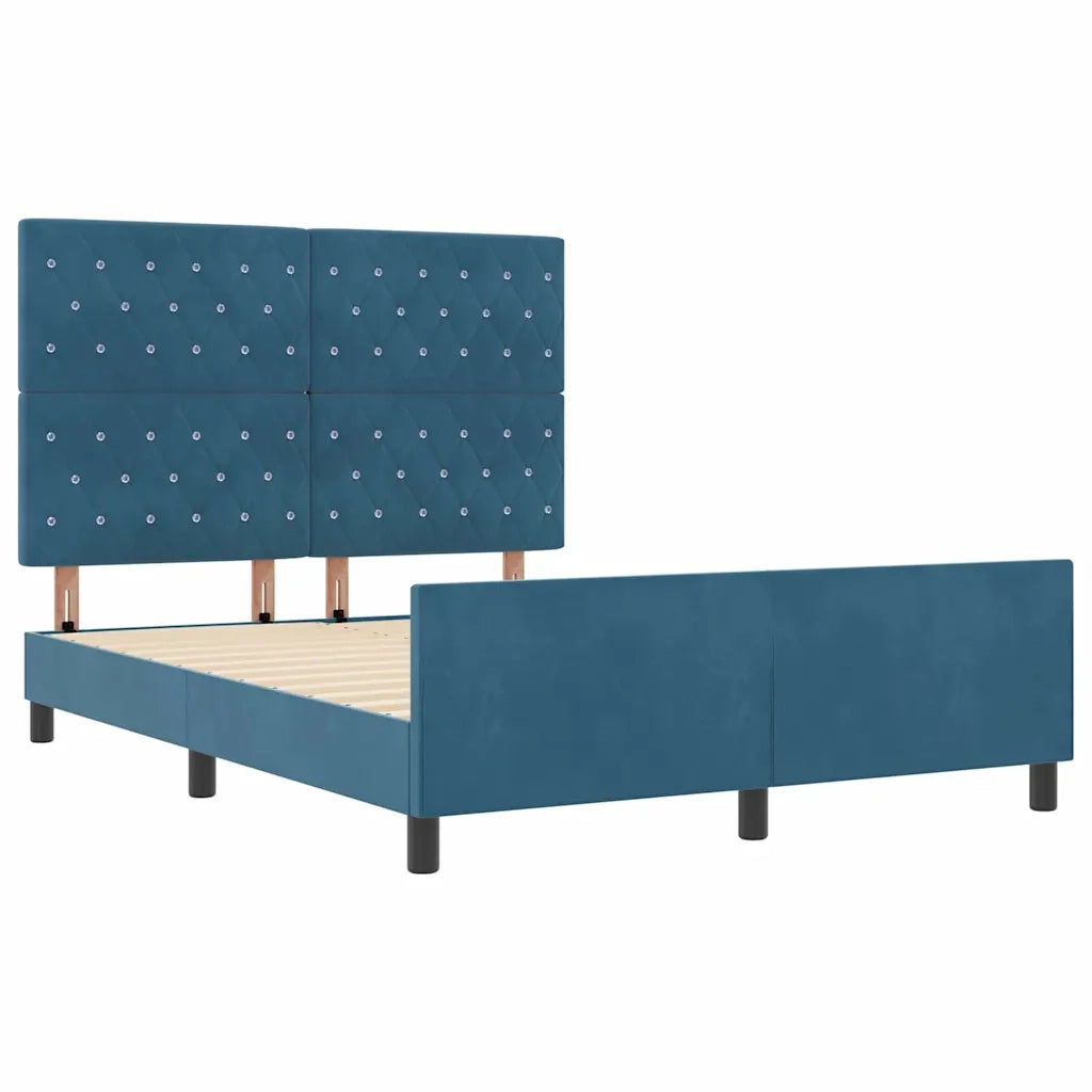 Letto a molle con testiera Blu Scuro 160 x 200 cm Velluto 3344889