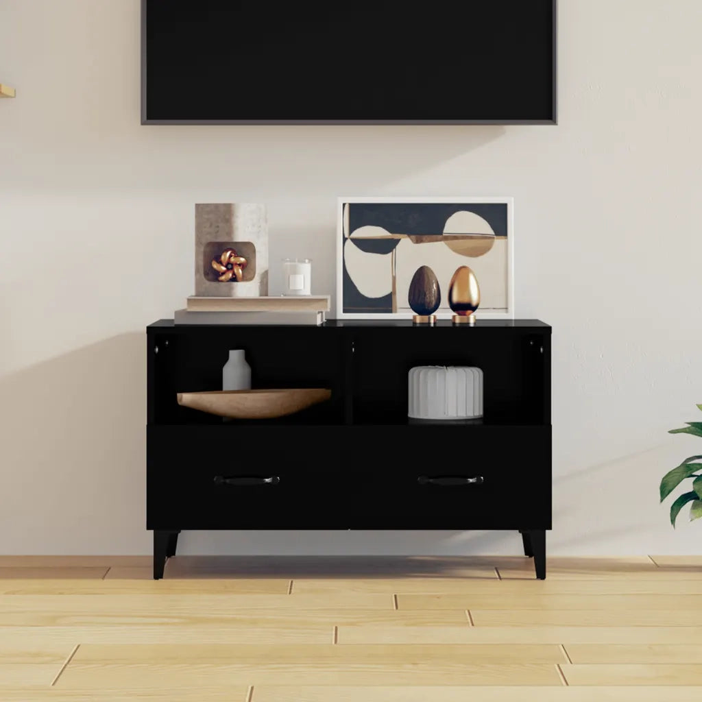 Mobile Porta TV Nero 80x36x50 cm in Legno Multistrato 812592