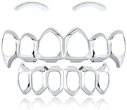 Griglia per la barba argentea - Decorazione per i denti hiphop - Decorazione punk - Accessorio per Halloween - Accessorio per festival musicale - Interamente in legno - Decorazione per la barba