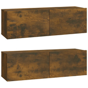 Mobili TV Parete 2pz | Armadietto TV | Mobile Porta TV Rovere Fumo 100x30x30 cm Legno Multistrato
