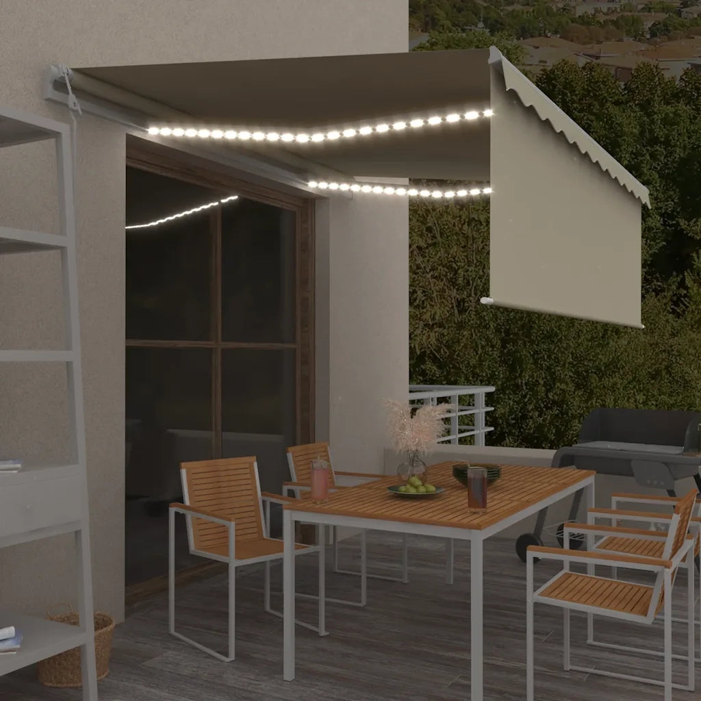 Tenda Automatica con Parasole LED e Sensore Vento 4x3 m Crema 3069312