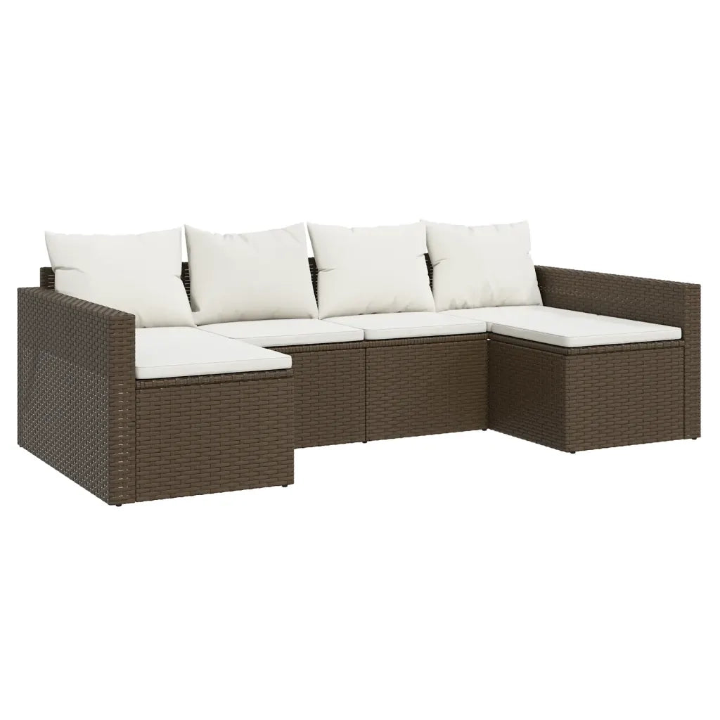 Set Divani da Giardino 2 pz con Cuscini in Polyrattan Marrone 362342