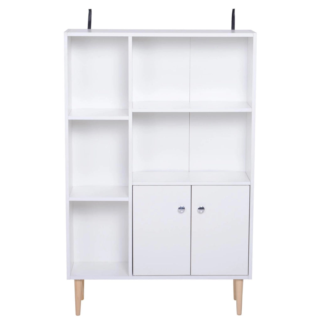 Mobiletto Libreria con Piedini in Legno di Pino Bianco 80x23.5x118 cm