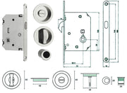 SERRATURA INFILARE PER PORTE SCORREVOLI B. TONDO CR. SATINATO E0262N51  mm.50 frontale con incontro cromo sat.    TELESE