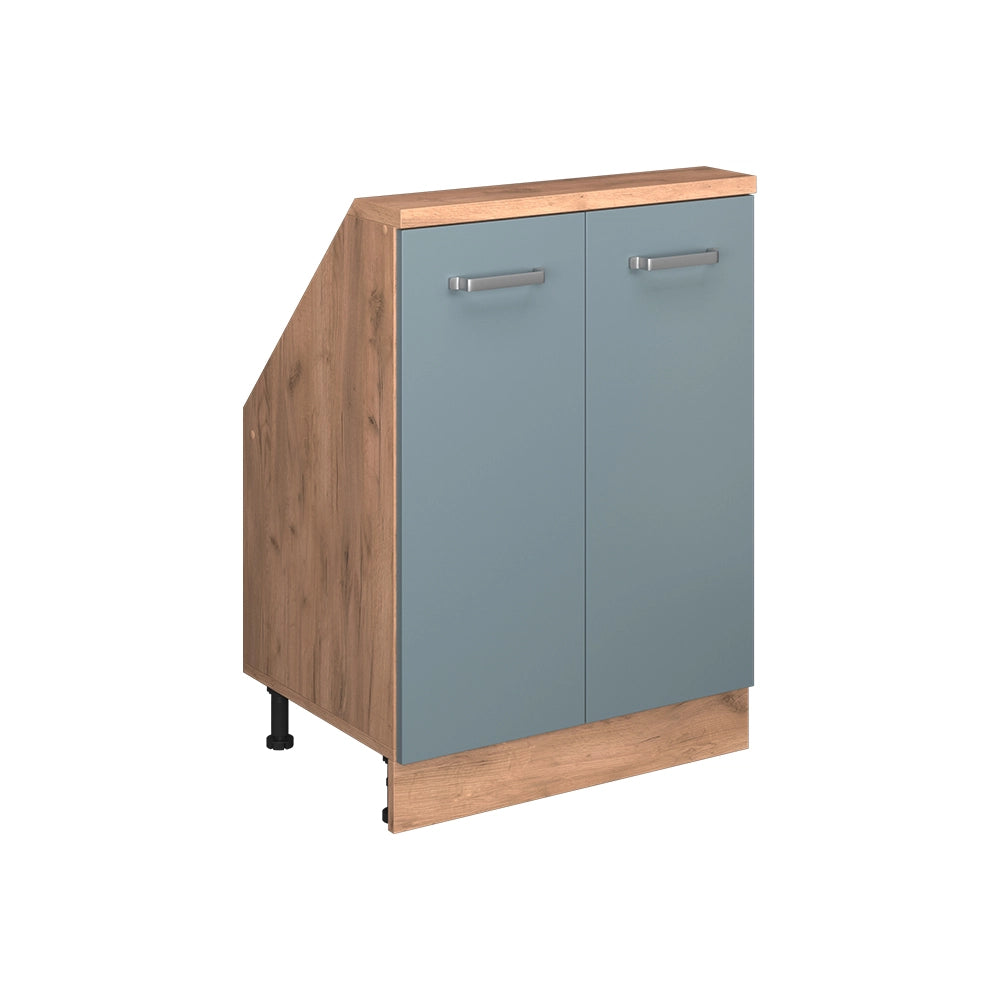 Mobile cucina sottotetto R-Line Grigio-blu/Rovere dorato 60 cm con 2 porte Vicco