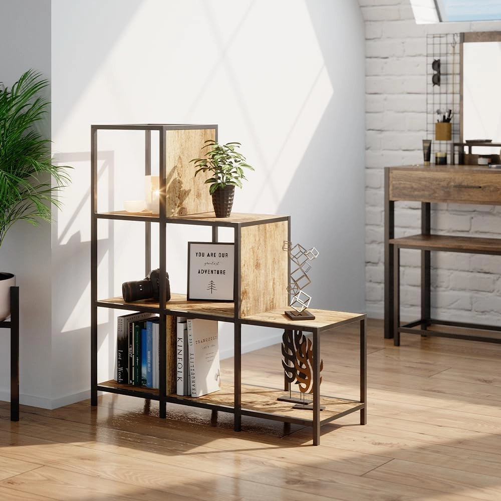 Divisorio per ambienti Fyrk, Legno antico, 90 x 92 cm, utilizzabile come divisorio o come libreria aperta