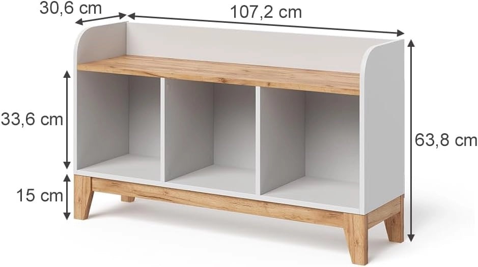 Panca per bambini Malia, Bianco/Artisan, 107.2 x 63.8 cm, adatto come seduta e superficie d’appoggio per bambini