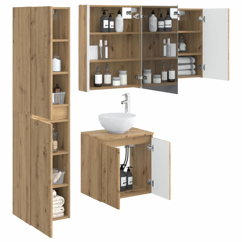 Set di Armadi da Bagno 5 pcs Rovere Artigianale 3407310