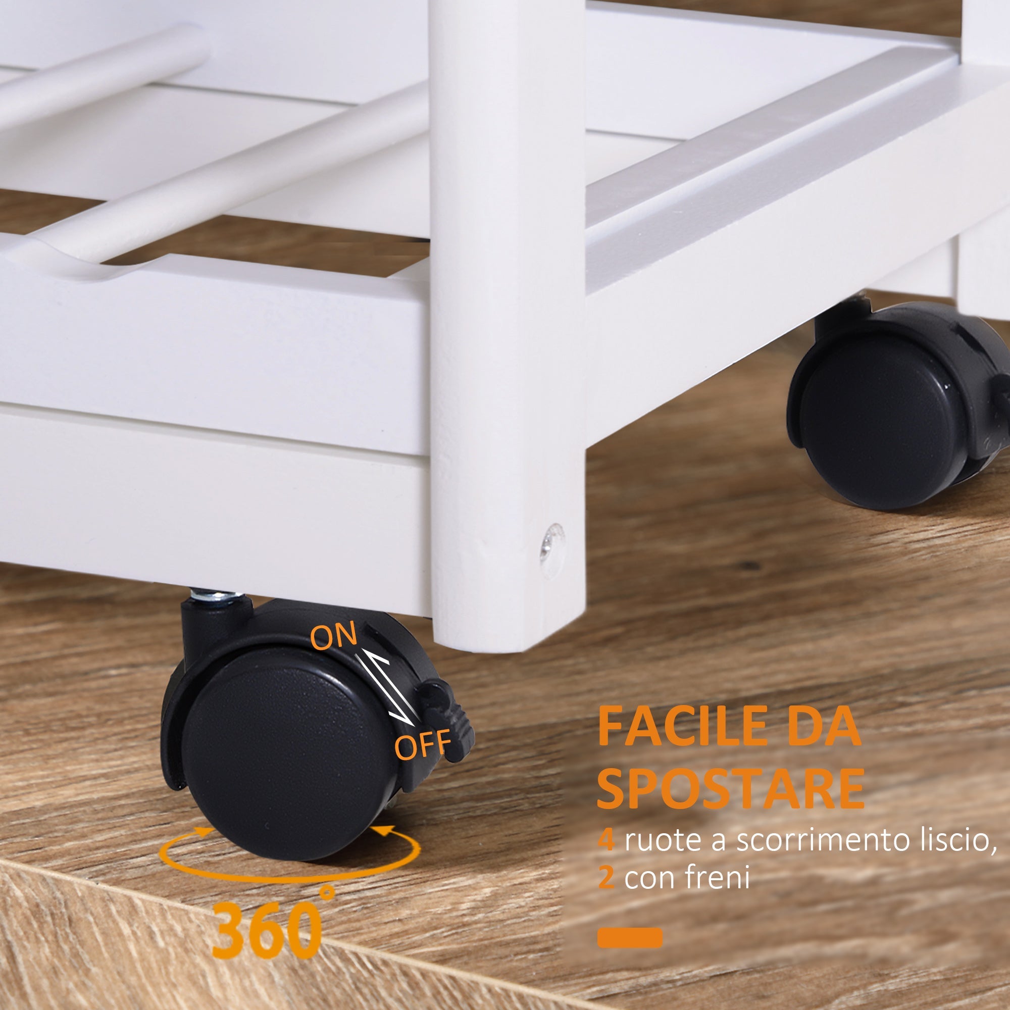 Carrello da Cucina con Cassetti e Portabottiglie Legno e Bianco