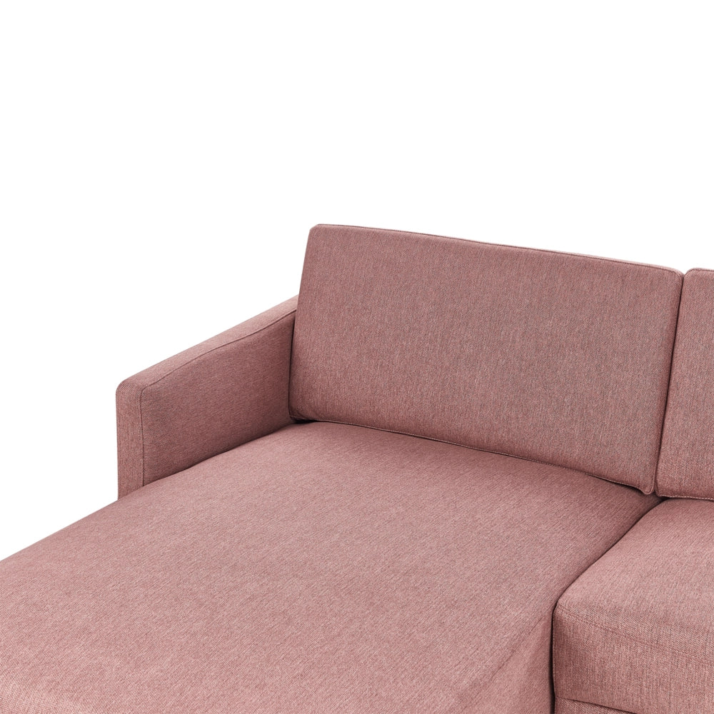 Divano angolare in poliestere rosa 192 x 155 Divano a 2 posti imbottito con gambe in metallo, tessuto e schienale imbottito, moderno e minimalista