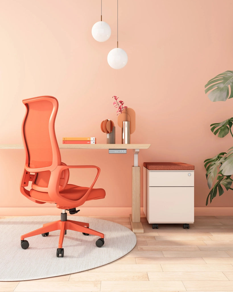 Sedia studio Hispanohogar altezza regolabile in tessuto arancione