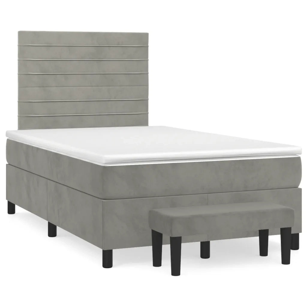 Giroletto a Molle con Materasso Grigio Chiaro 120x200cm Velluto 3137893