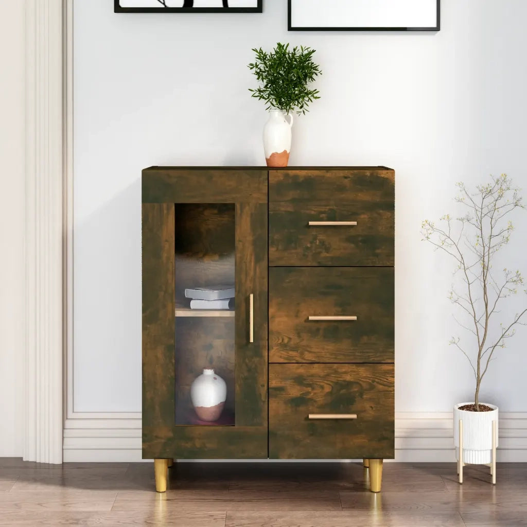 Credenza-Buffet-Armadio da cucina Rovere Fumo 69,5x34x90 cm in Legno Multistrato 112142