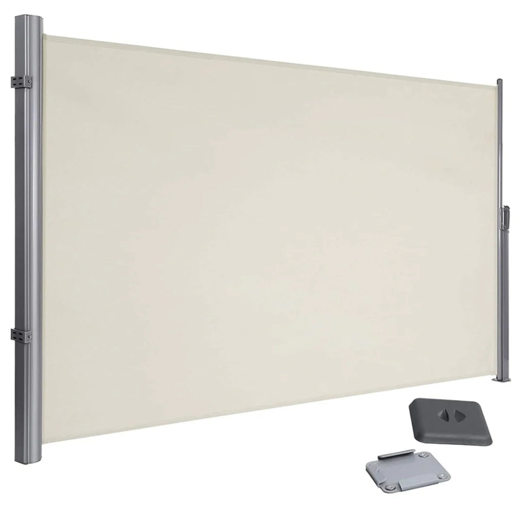 Tenda da sole laterale 1,6 x 3,5 m frangivista/parasole retrattile per balcone terrazza patio e giardino con fissaggio a terra protezione dalla vista beige 12_0001846