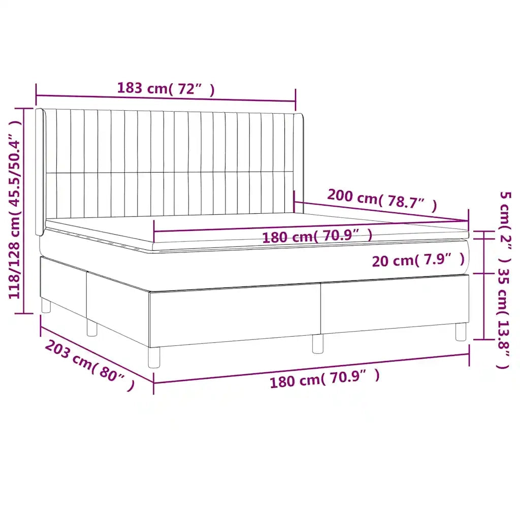 Letto a Molle con Materasso e LED Blu Scuro 180x200 cm 3139701