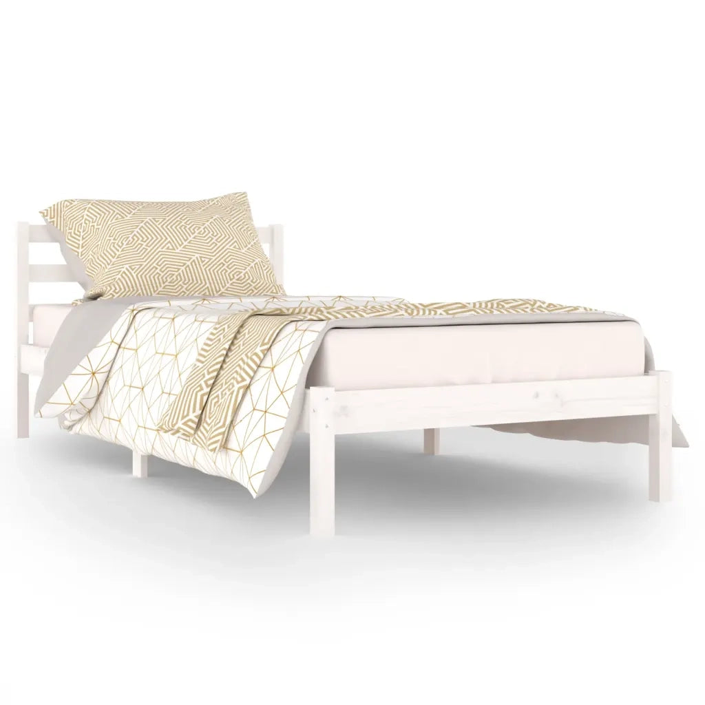 Giroletto-Struttura Letto in Legno Massello di Pino 90x200 cm Bianco